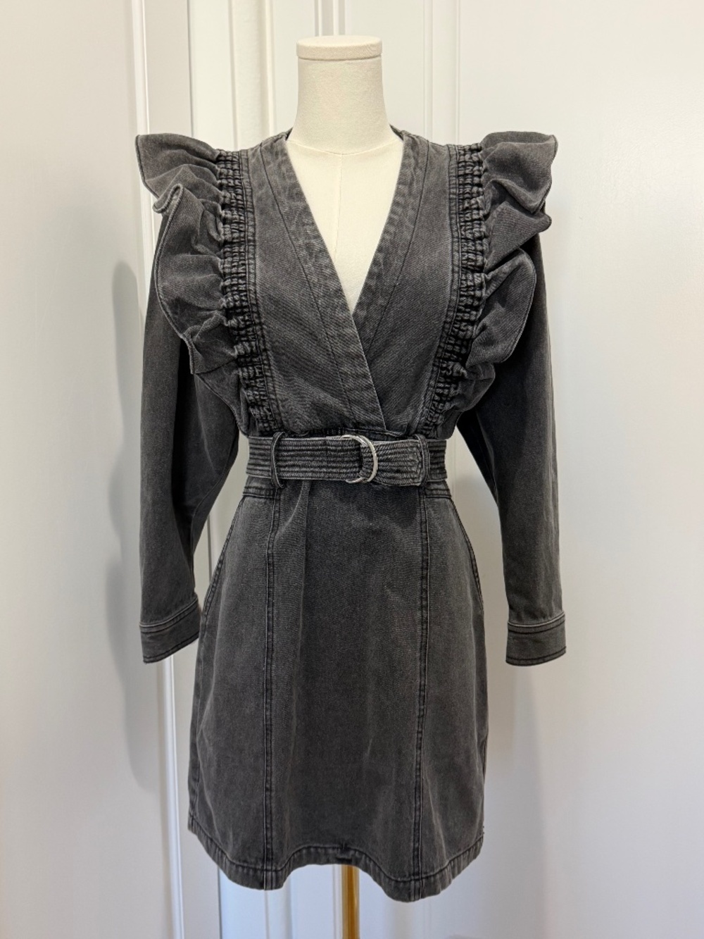 Magali Pascal "Alexia" Ruffle Denim Mini Dress